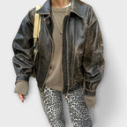 Carina™ - Retro džinsai su leopardų raštu