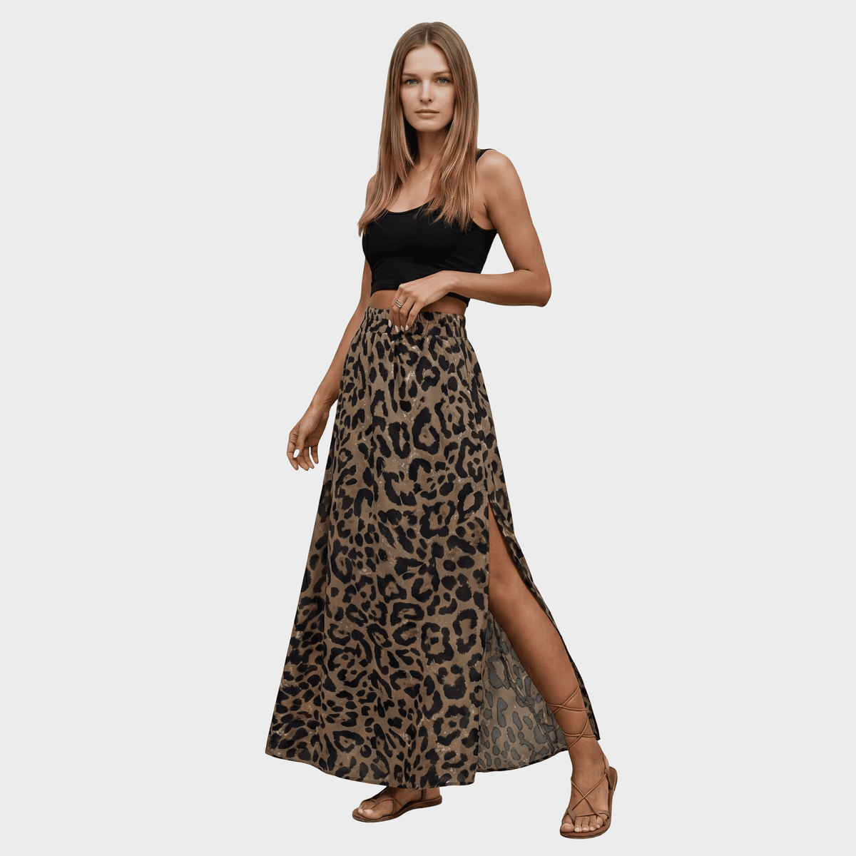 Judita™ - Leopardinė Midi Sijonas