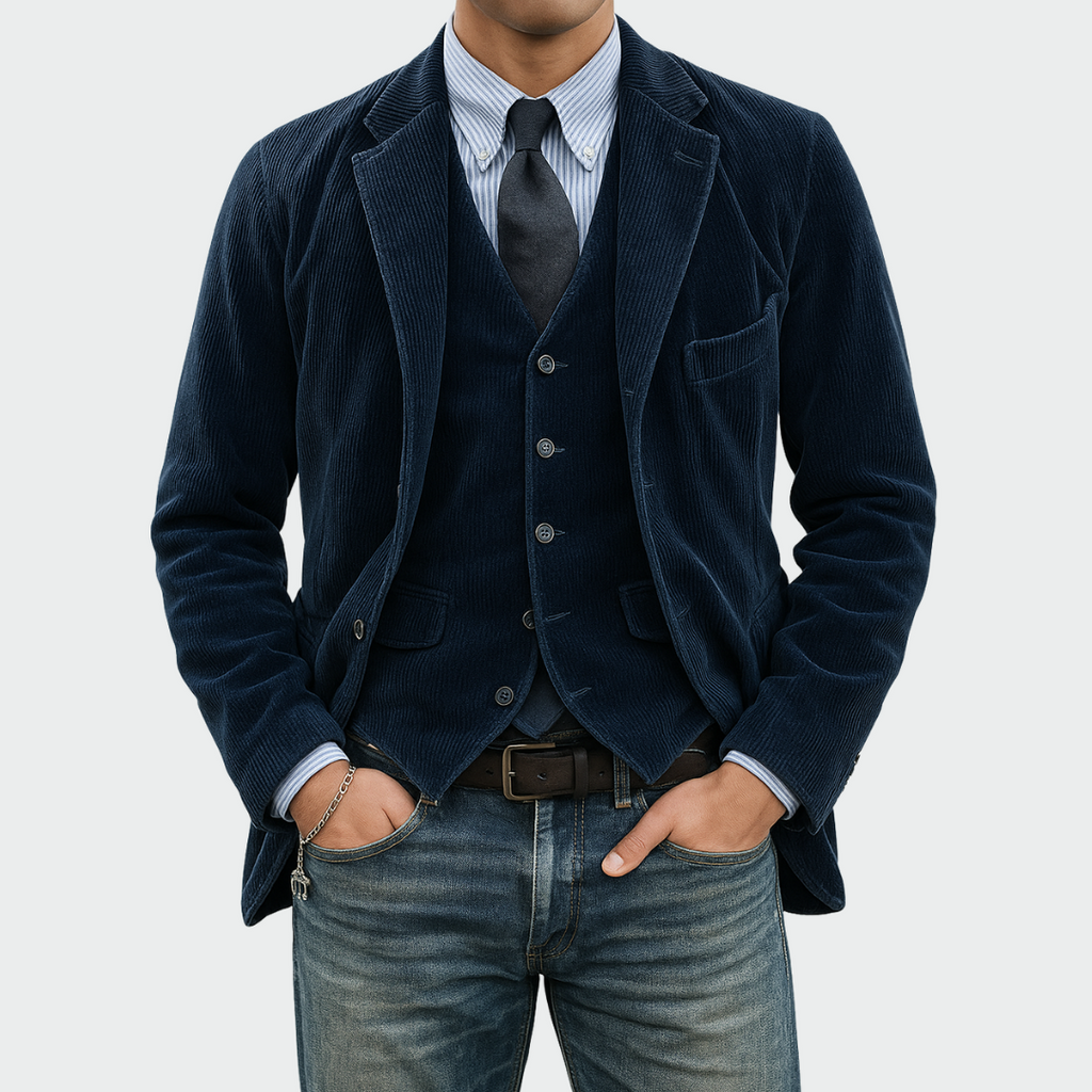 Tommy™ | 2 dalių komplektas: Švarkas ir Liemenė iš Aksomo