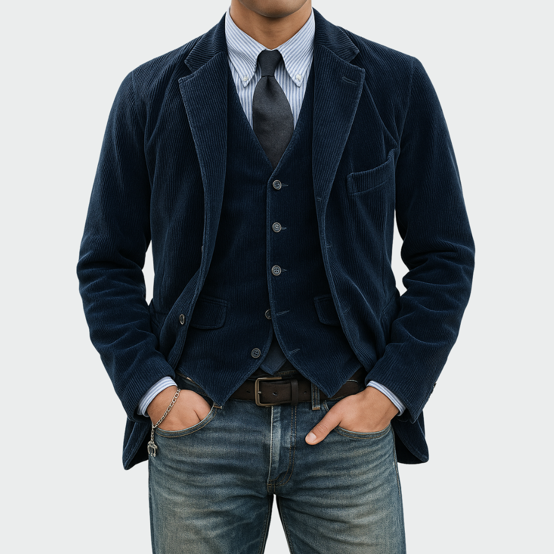 Tommy™ | 2 dalių komplektas: Švarkas ir Liemenė iš Aksomo